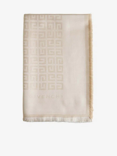 Shop Givenchy 4g Silk And Wool Shawl In Champagne
