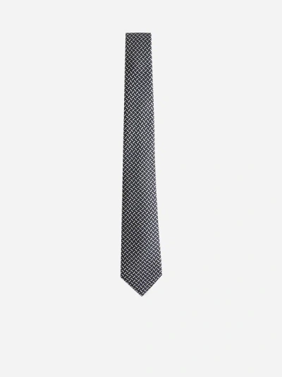 Shop Giorgio Armani Print Silk-blend Tie In Black