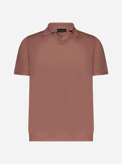 Shop Roberto Collina Piquet Cotton Knit Polo Shirt In Pink