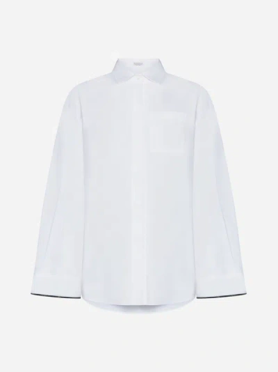 Shop Brunello Cucinelli Cotton-blend Shirt In White