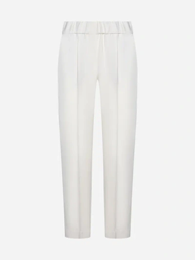 Shop Brunello Cucinelli Silk-blend Trousers In White