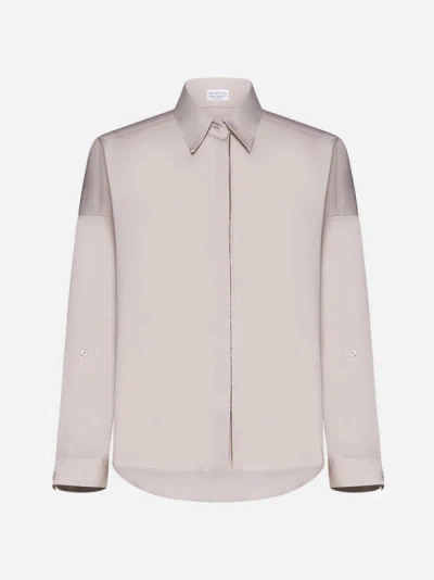 Shop Brunello Cucinelli Cotton-blend Shirt In Pink Salt