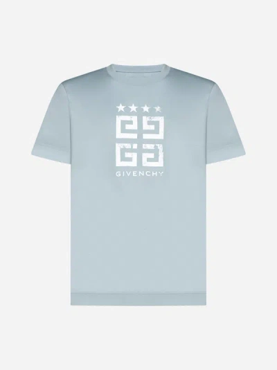 Shop Givenchy Logo Cotton T-shirt In Mineral Blue