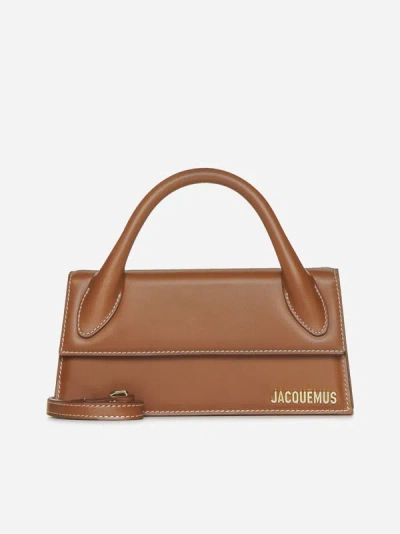 Shop Jacquemus Le Chiquito Long Leather Bag In Light Brown
