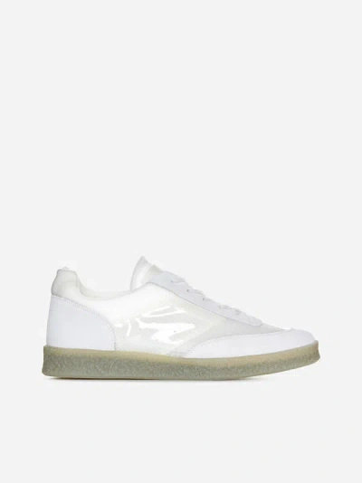 Shop Mm6 Maison Margiela Mix Materials Low-top Sneakers In White Sand