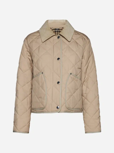 Shop Burberry Lanford Quilted Fabric Jacket In Soft Tan