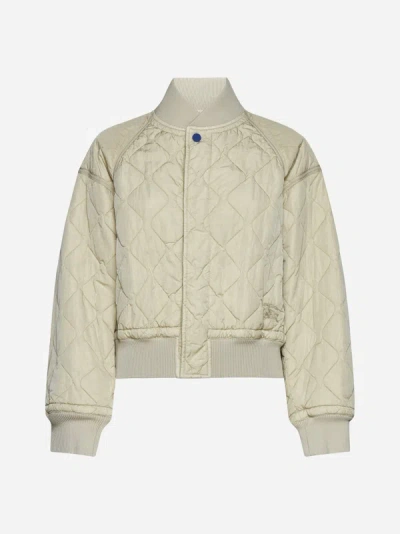 Shop Burberry Quilted Nylon Bomber Jacket In Soap