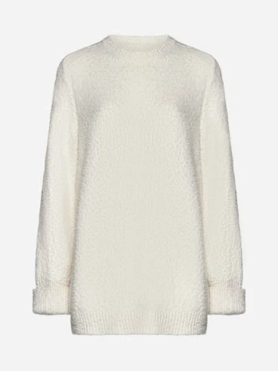 Shop Maison Margiela Cotton-blend Sweater In Off White