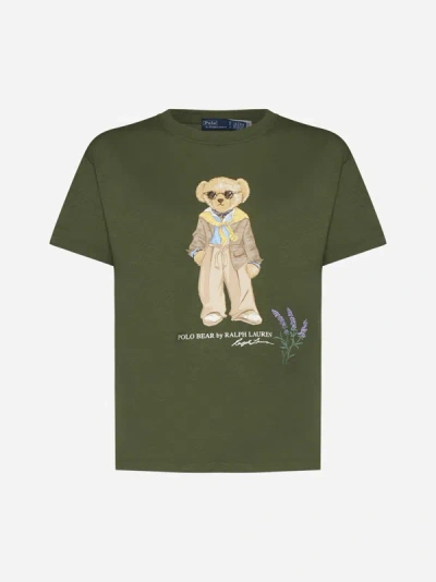 Shop Polo Ralph Lauren Bear Cotton T-shirt In Garden Trail