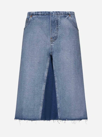 Shop Mm6 Maison Margiela Denim Skirt In Light Blue
