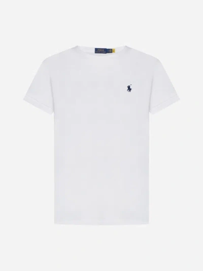 Shop Polo Ralph Lauren Logo Cotton T-shirt In White