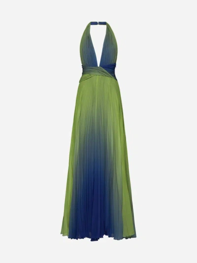 Shop Blanca Vita Albizia Long Halter Dress In Lime