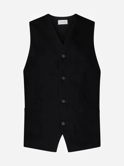 Shop Lemaire Cotton Vest In Black