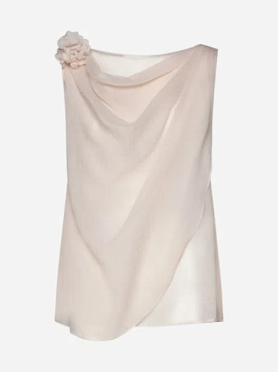 Shop Chloé Rose Wool And Silk Top In Pansy Pink