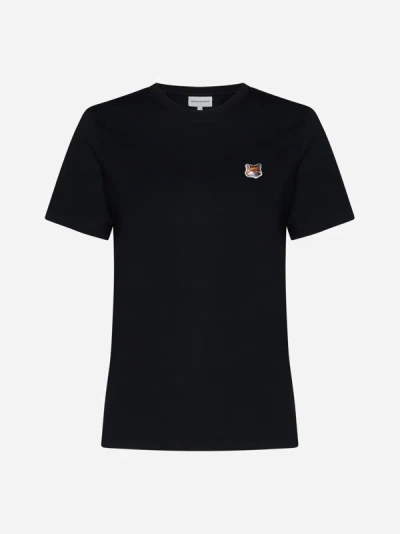 Shop Maison Kitsuné Fox Head Patch Cotton T-shirt In Black