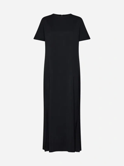 Studio Nicholson Kaplan Pleated Crepe Maxi Dress In Darkest Navy