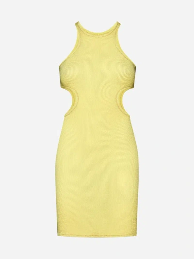 Shop Reina Olga Ele Cut-outs Mini Dress In Pastel Yellow