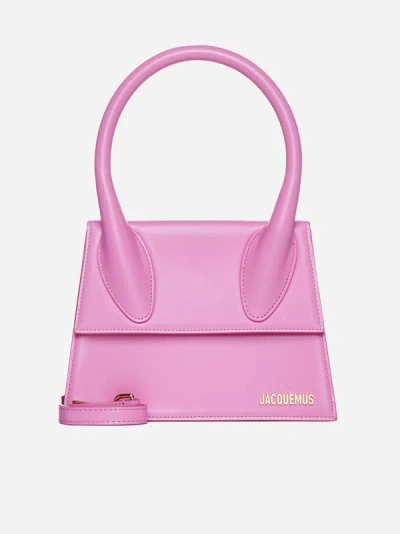 Shop Jacquemus Le Grand Chiquito Leather Bag In Neon Pink