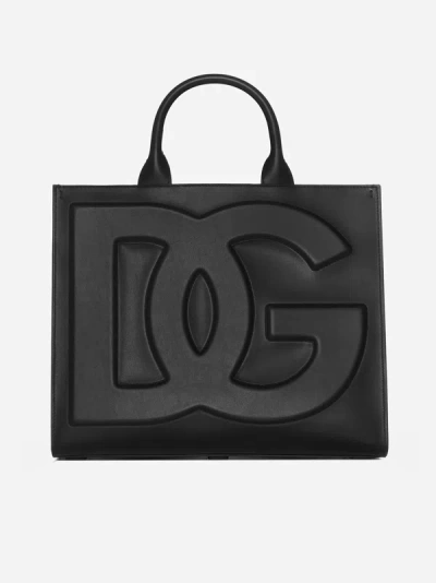Shop Dolce & Gabbana Dg Daily Medium Leather Tote Bag In Black