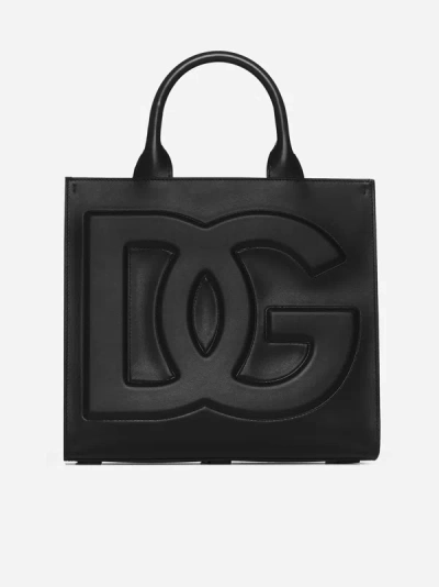 Shop Dolce & Gabbana Dg Daily Leather Tote Bag In Black
