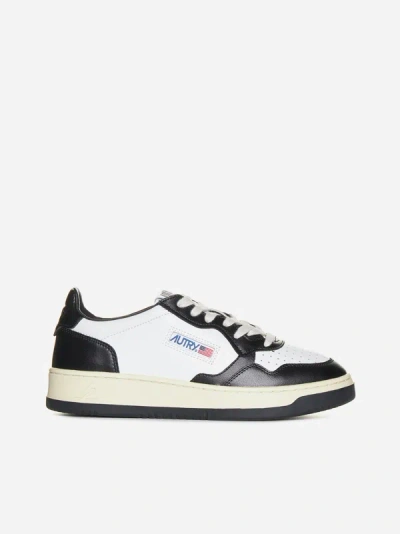 Shop Autry Medalist Leather Low-top Sneakers In White,black