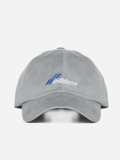 Shop We11 Done Logo Cotton Baseball Cap In Grey