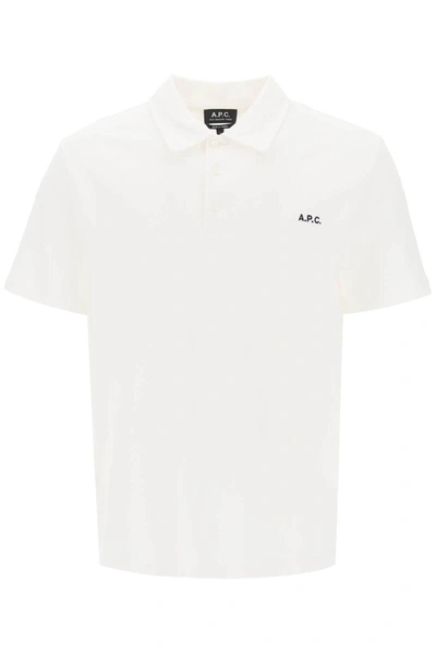 Shop Apc A.p.c. Carter Polo Shirt With Logo Embroidery In White