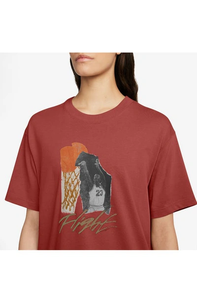Shop Jordan Collage Girlfriend Oversize T-shirt In Dune Red/ Legend Medium Brown