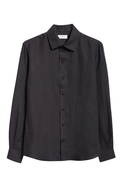 Shop Agnona Linen Button-up Shirt In Black