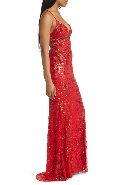 Shop Lulus Photo Finish Sequin High-low Maxi Dress In Red/ Shiny Red