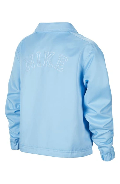 Shop Nike Kids' Sportswear Snap Front Jacket In Aquarius Blue/ White