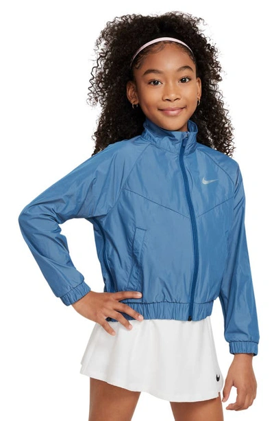Shop Nike Kids' Sportswear Windrunner Water Repellent Jacket In Armory Blue/ Court Blue