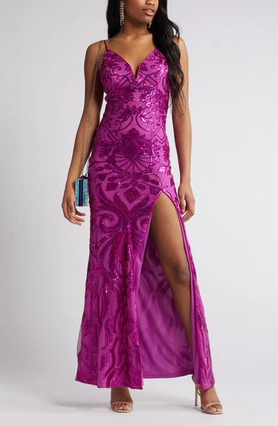 Shop Lulus Made For Magic Sequin Mermaid Gown In Shiny Magenta