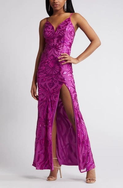 Shop Lulus Made For Magic Sequin Mermaid Gown In Shiny Magenta