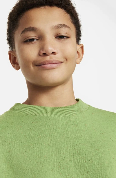 Shop Nike Kids' Icon Oversize Fleece Sweatshirt In Chlorophyll/ Sail/ Treeline