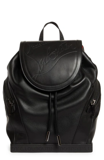 Shop Christian Louboutin Small Explorafunk Empire Leather Backpack In Black/ Black/ Black