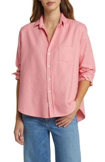 Shop Frank & Eileen Eileen Relaxed Button-up Shirt In Pink Herringbone