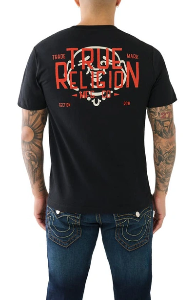 Shop True Religion Brand Jeans Flock Mfg Cotton Graphic T-shirt In Jet Black
