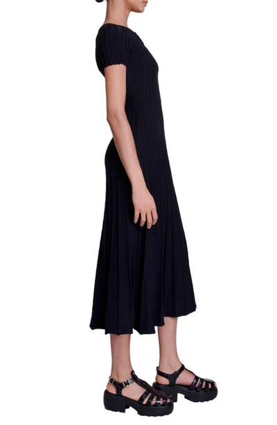 Shop Maje Roxou Rib Cutout Knit Dress In Black