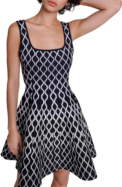 Shop Maje Russel Abstract Print Sleeveless Minidress In Black / White