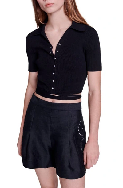 Shop Maje Clint Embroidered Shorts In Black
