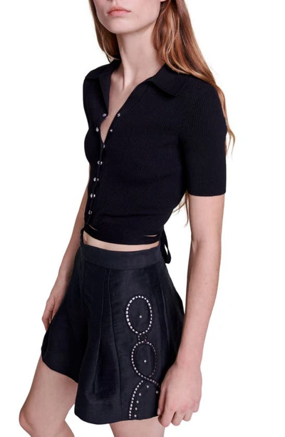 Shop Maje Clint Embroidered Shorts In Black