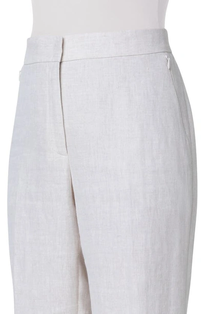 Shop Akris Carl High Waist Linen Herringbone Pants In Greige