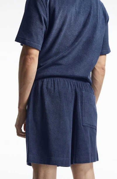 Shop Cos Alai Cotton Terry Cloth Shorts In Blue Medium Dusty Navy/ Black