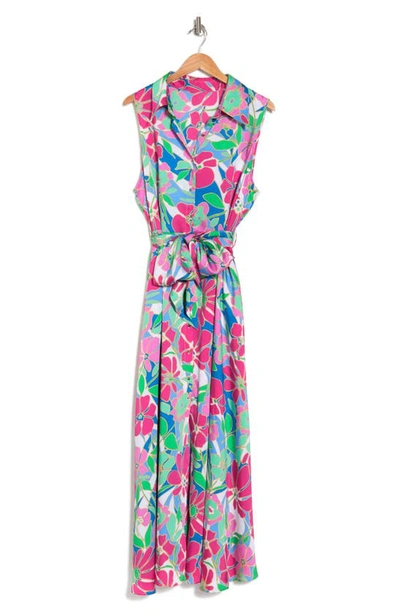By Design Evangeline Sleeveless Maxi Shirtdress In Brady Pink