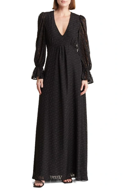 Shop By Design Eva Long Sleeve Maxi Dress In Black