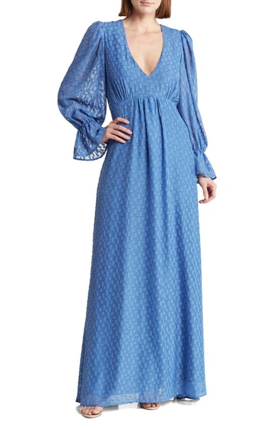 Shop By Design Eva Long Sleeve Maxi Dress In Dutch Blue
