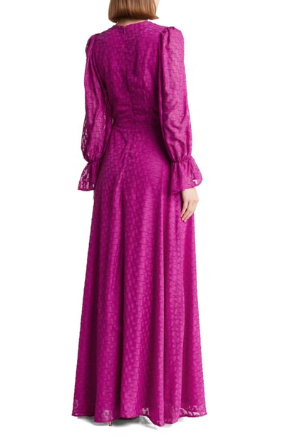 Shop By Design Eva Long Sleeve Maxi Dress In Wild Aster