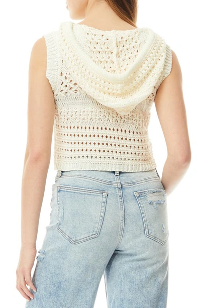 Love By Design Ellie Crochet Hooded Sweater In Bleached Sand