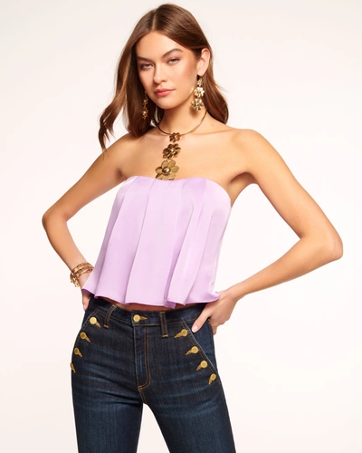 Shop Ramy Brook Kennedi Strapless Pleated Top In Mosaic Purple
